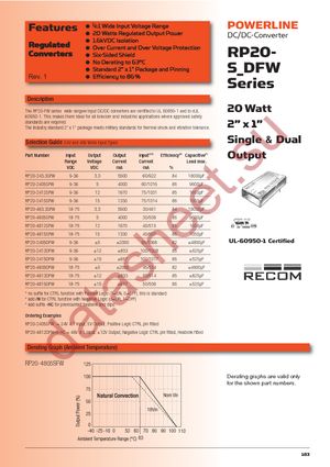 RP20-2405DFW datasheet  